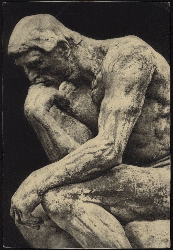 Skulptur von Auguste Rodin, Ein denkender Mann mit aufgestützem Kinn